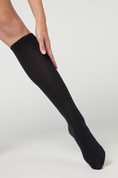 Navy Long Socks, Blue, large image number 0