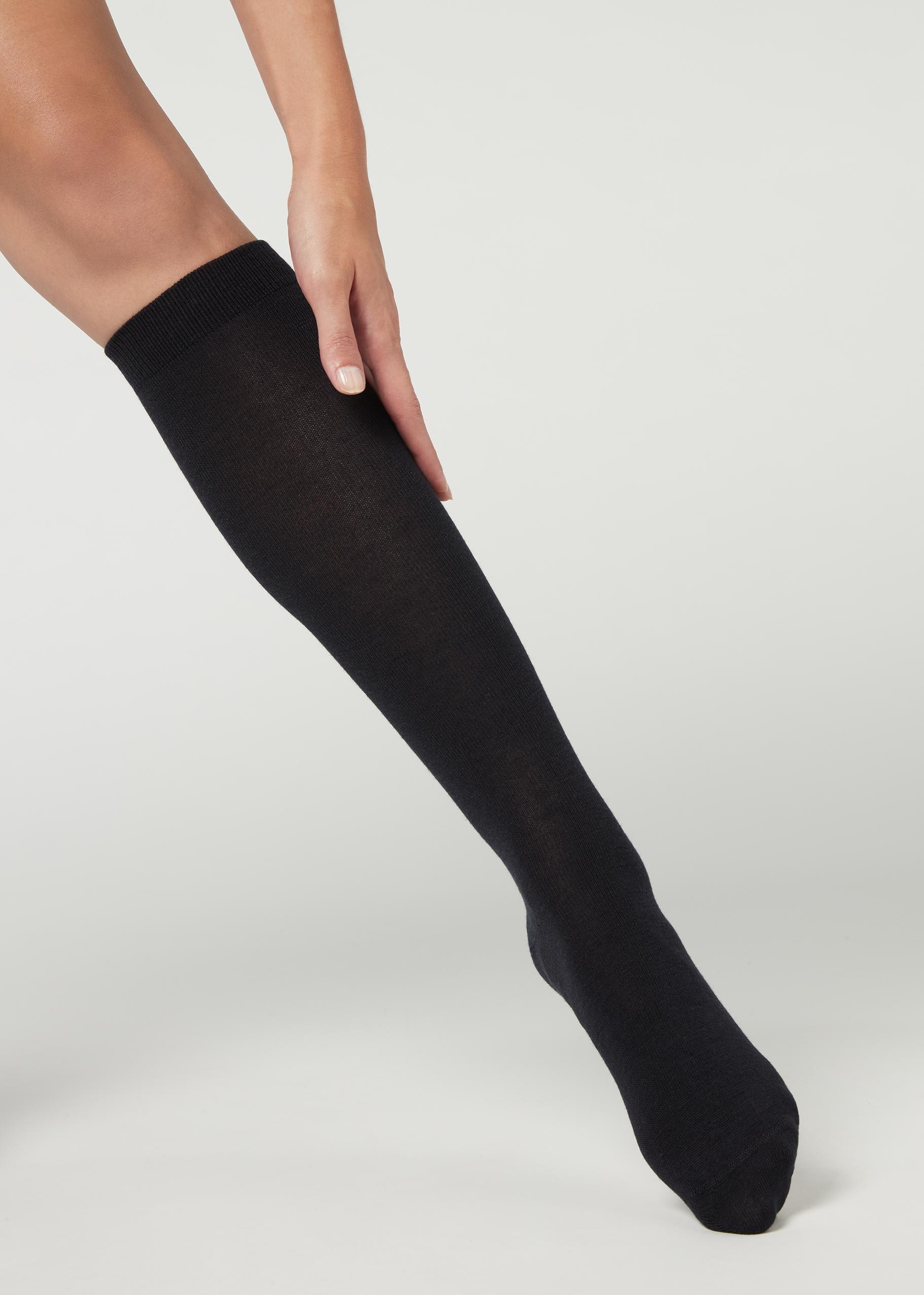 Navy Long Socks, 5501_016, large image number 1