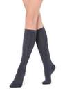 Blue Blend Wool And Cotton Long Socks, Women - One-Size