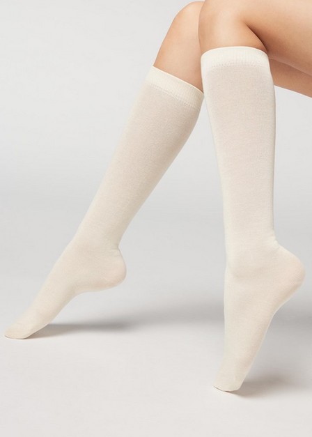 Calzedonia - Milk White Wool And Cotton Long Socks - One-Size ,Women