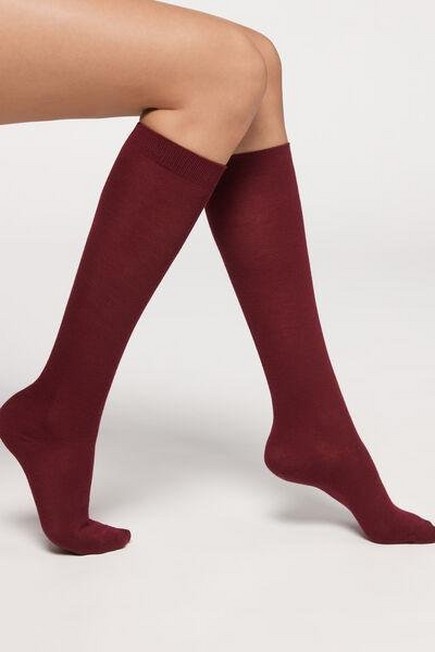 Calzedonia - Rhubarb Red Wool And Cotton Long Socks ,Women