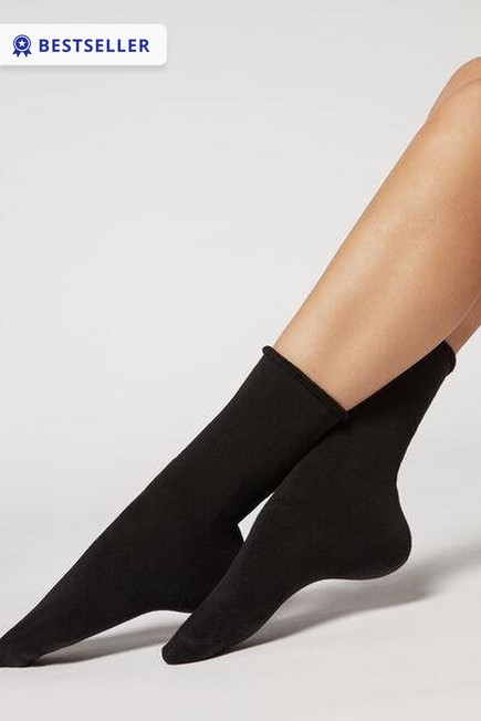 Calzedonia - Black Long Thermal Cotton Socks - One-Size