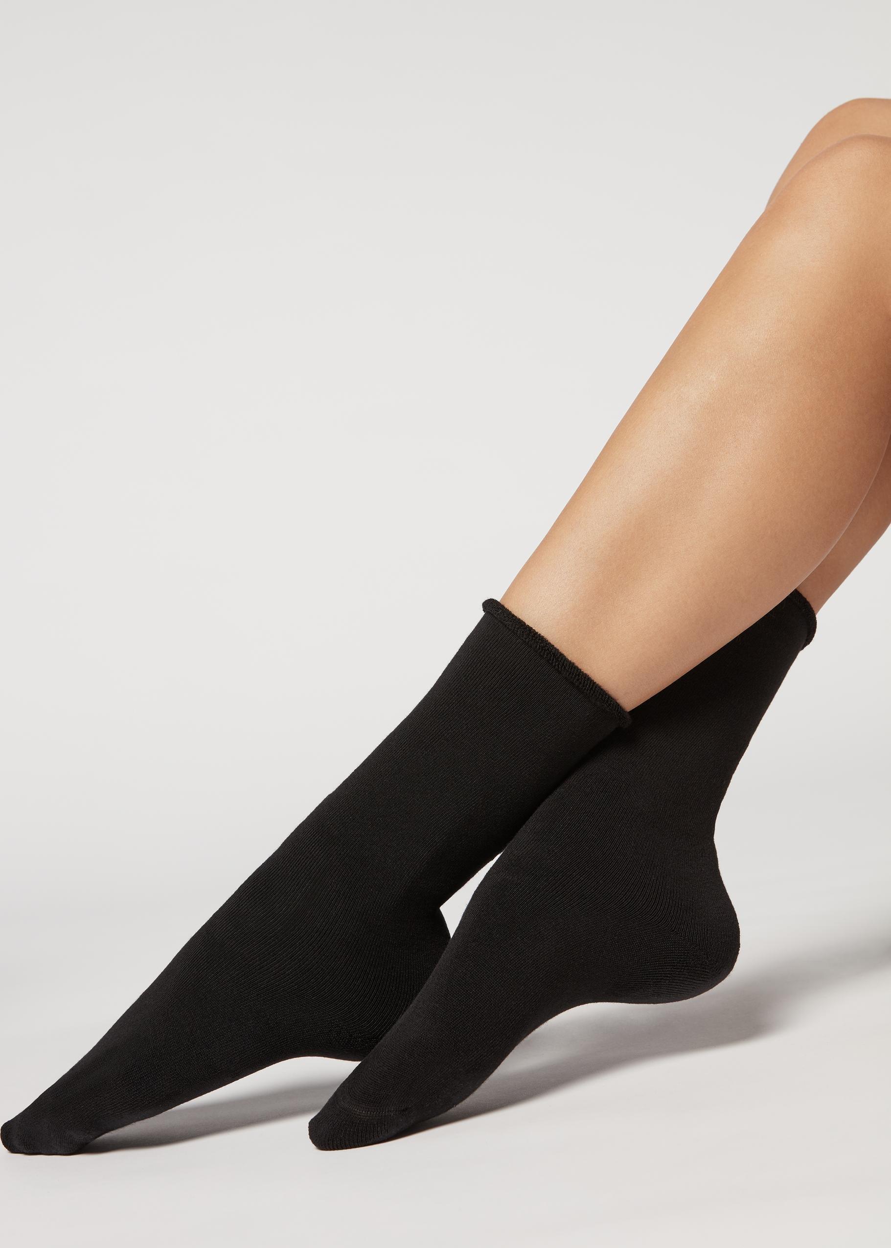 Calzedonia - Black Long Thermal Cotton Socks - One-Size