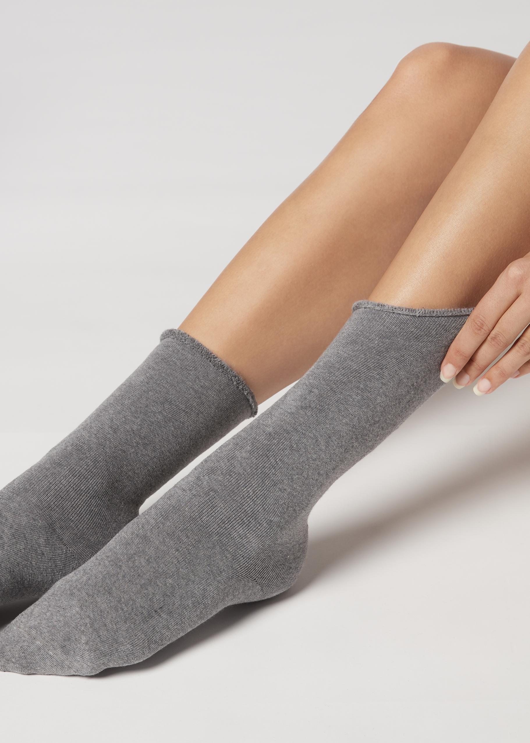 Grey Blend Long Thermal Cotton Socks - One-Size, , large image number 0