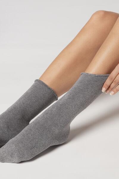 Grey Blend Long Thermal Cotton Socks - One-Size, , large image number 2