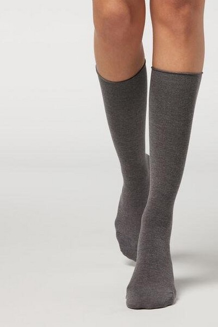 Calzedonia - Mid Grey Blend Mid-Calf Socks With Cashmere