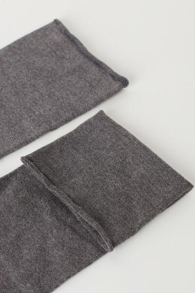 Grey Mid-Calf Cashmere Socks, , large image number 1