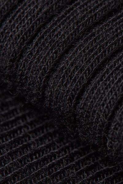 Black Ribbed Long Socks, Black, medium