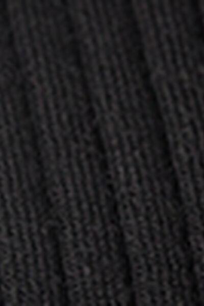 Black Ribbed Long Socks, Black, large image number 3