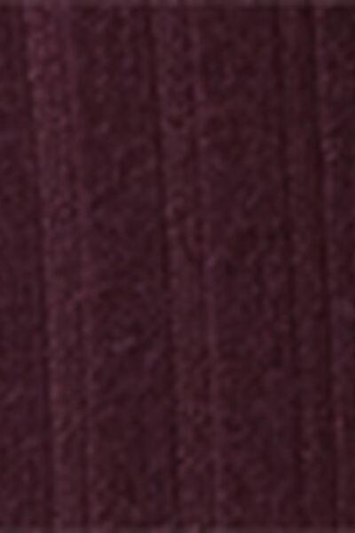 Burgundy Knee-High Ribbed Cashmere Long Socks, 5501_174D, medium