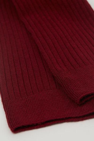 Red Ribbed Cashmere Long Socks, , large image number 2