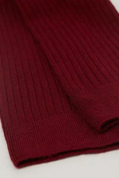 Red Ribbed Cashmere Long Socks, Dark Red, large image number 2