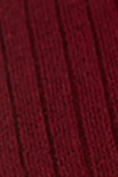 Red Ribbed Cashmere Long Socks, Dark Red, large image number 3
