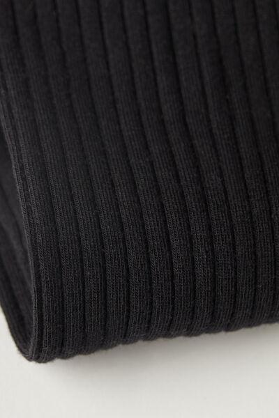 Black Ribbed Cashmere Long Socks, , large image number 2