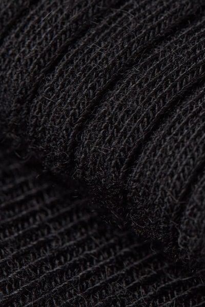 Black Ribbed Cashmere Long Socks, 5501_019, large image number 2