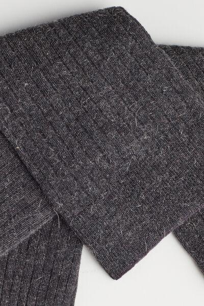 CHARCOAL GREY BLEND Ribbed Cashmere Long Socks, , large image number 2