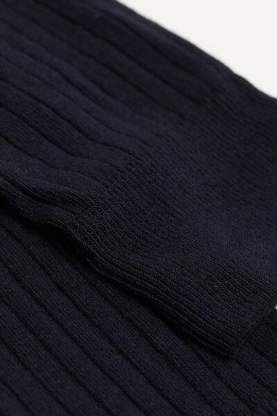 Blue Cashmere Ribbed Long Socks, , large image number 2