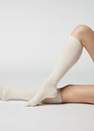 Calzedonia - White Ribbed Long Socks With Cashmere