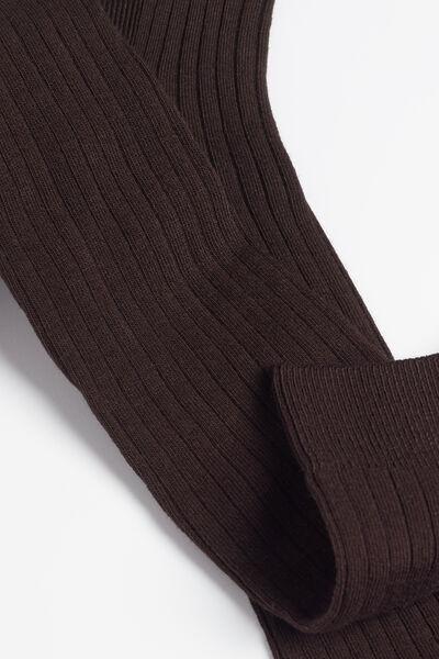 BROWN Women&rsquo;s Ribbed Long Socks with Cashmere, Brown, large image number 1