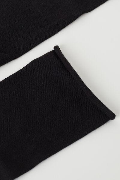 Black Smooth Cotton Mid-Calf Socks - One-Size, 5501_019, large image number 2