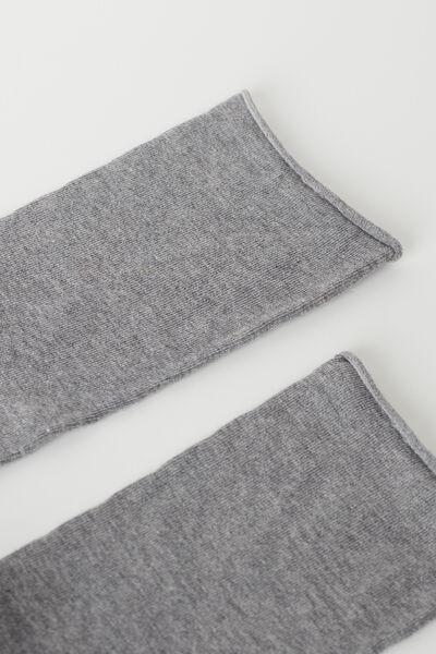 Grey Blend Smooth Cotton Mid-Calf Socks - One-Size, Grey Blend, large image number 2
