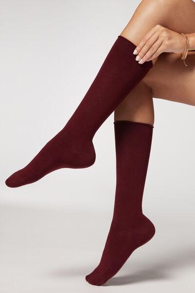 Red Smooth Cotton Mid-Calf Socks - One-Size, No Colour, large image number 0