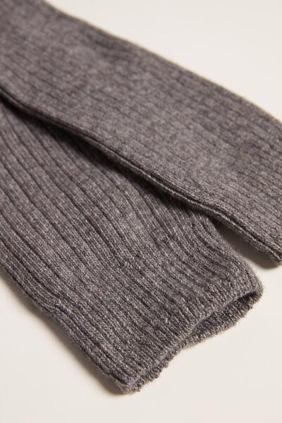 Grey Long Ribbed Socks, Grey Blend, large image number 3