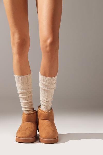 Beige Long Ribbed Socks, 5501_9603, large image number 0