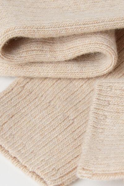 Beige Long Ribbed Socks, 5501_9603, large image number 2
