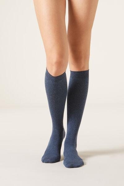 Navy Long Cashmere Socks, Dark Denim Blue, medium