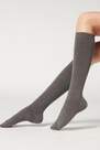 Mid Grey Blend Long Socks With Cashmere, Women