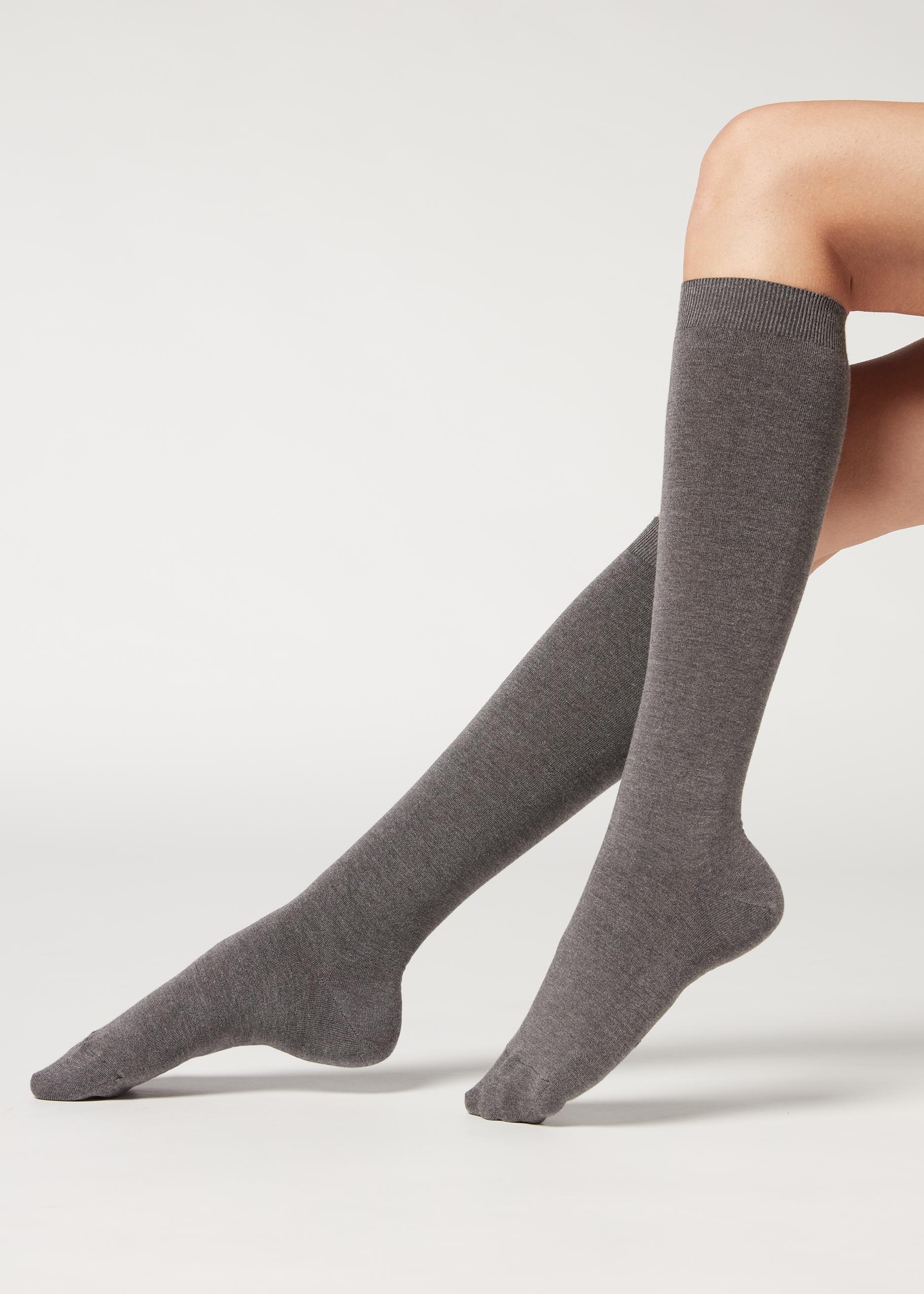 Grey Cashmere Long Socks, , large image number 1