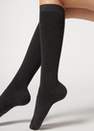 Calzedonia - Charcoal Grey Blend Long Socks With Cashmere, Women