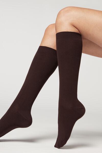 Brown Cashmere Long Socks, , large image number 0