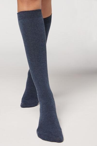 Navy Cashmere Long Socks, , large image number 0