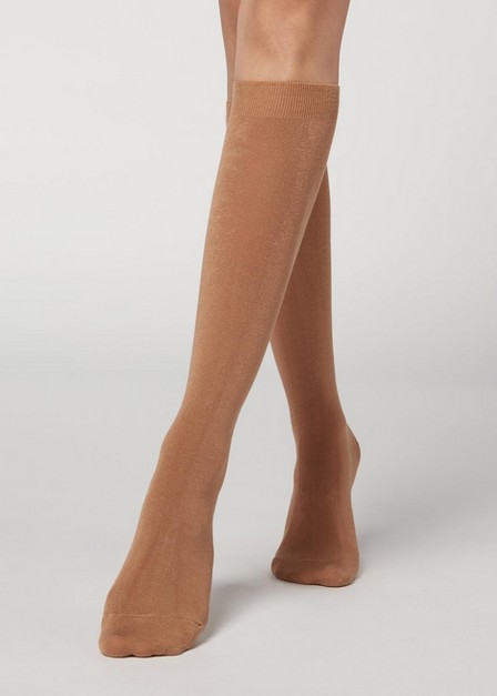 Calzedonia - Natural Camel Long Socks With Cashmere, Women