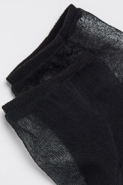 Black Open-Toe Long Cotton Socks, 5501_460D, medium