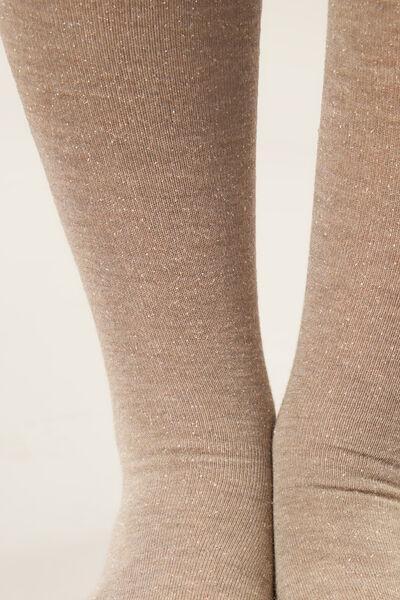 NATURALE TORTORA CASHMERE Glitter Long Socks with Cashmere, 5501_180D, medium