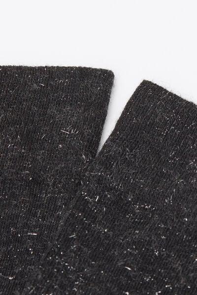 Black Long Glitter Cashmere Socks, 5501_203D, medium