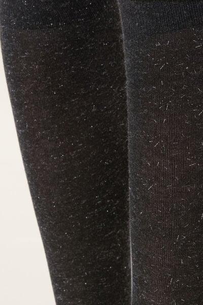 Black Long Glitter Cashmere Socks, 5501_203D, large image number 2