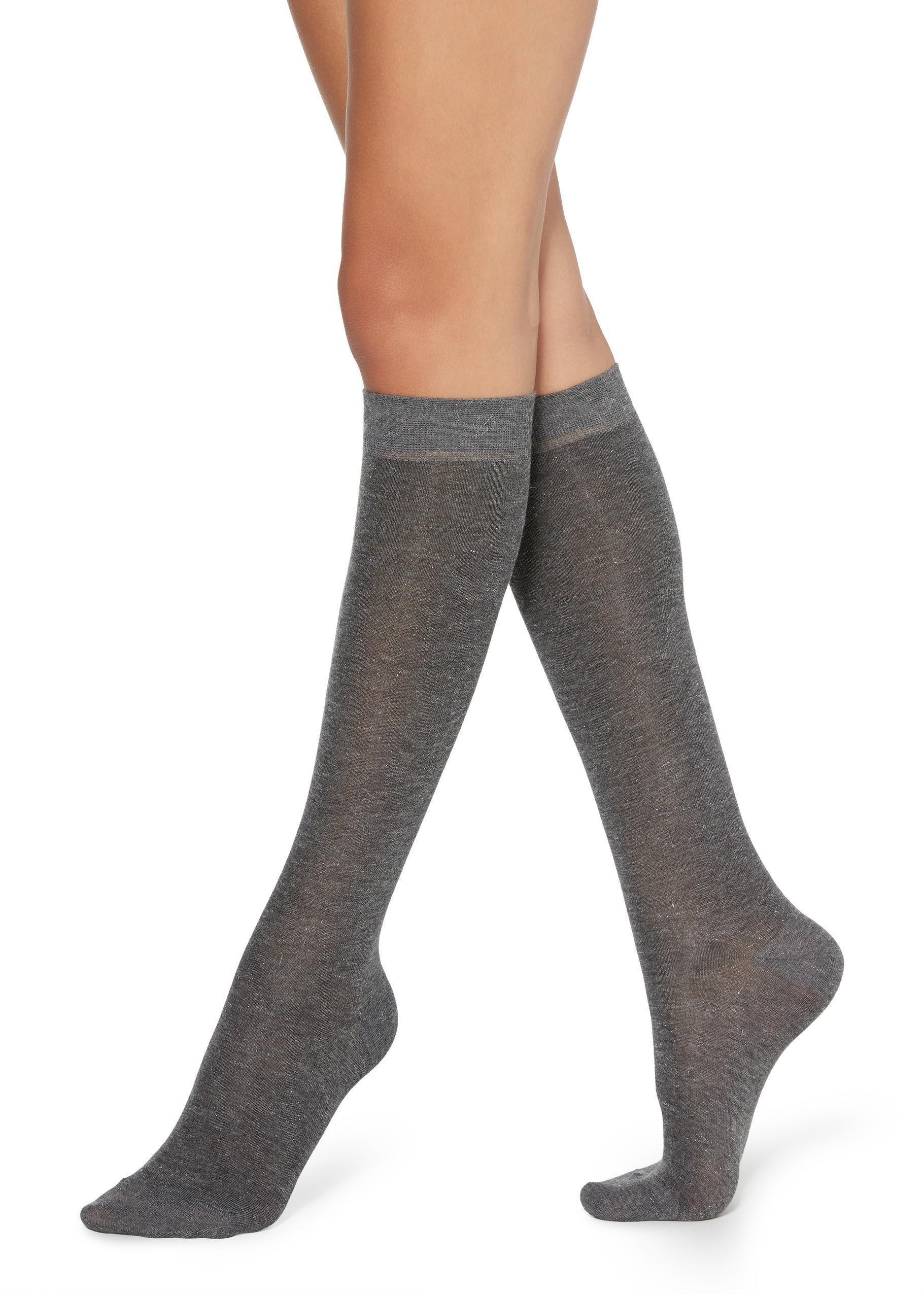 Calzedonia - Grey Glitter Long Socks With Cashmere