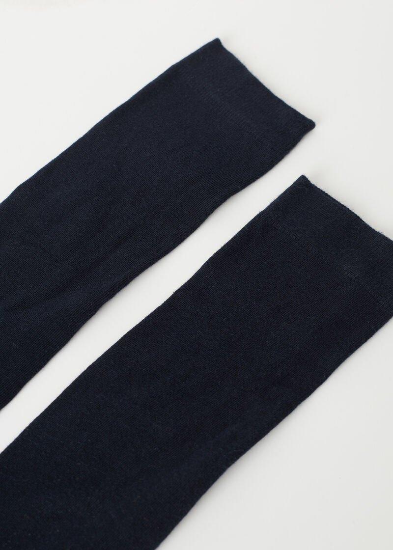 Blue Long Satin Cotton Socks - One-Size, Blue, large image number 1
