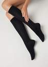 Calzedonia - Blue Long Satin Cotton Socks, Women - One-Size