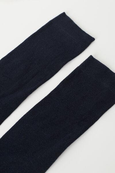 Blue Long Satin Cotton Socks - One-Size, Blue, large image number 4