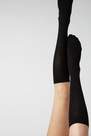 Black Long Satin Cotton Socks, Women - One-Size