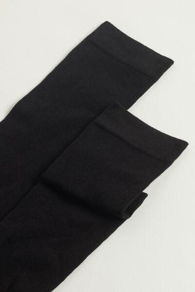 Black Long Satin Cotton Socks, Black, large image number 2