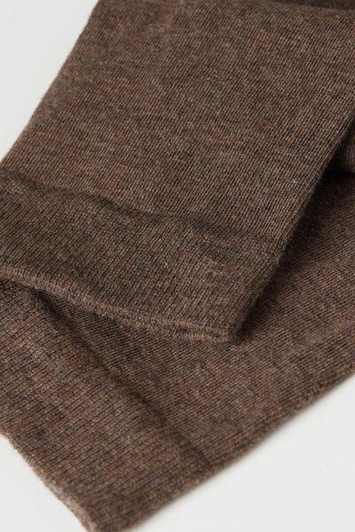 Beige Long Satin Cotton Socks, Natural Nutmeg Blend, large image number 1