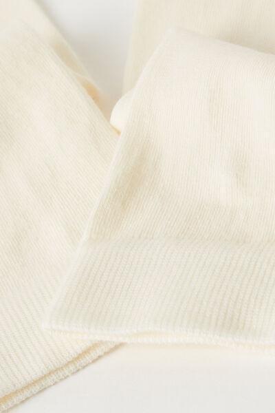 White Long Satin Cotton Socks, Milk White, large image number 1