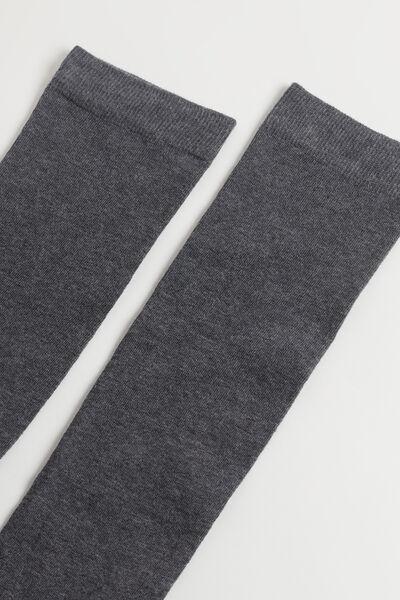 Grey Blend Long Satin Cotton Socks - One-Size, Dark Grey Blend, large image number 3