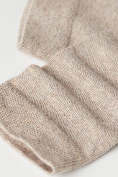 Beige Long Satin Cotton Socks, 5501_8846, large image number 1